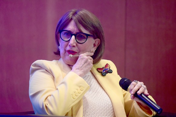 epa13148881 Former Second Vice-President of Costa Rica, Rebeca Grynspan, a candidate for UN Secretary-General, speaks during the Regional Dialogue on the Future Leadership of the United Nations, in Mo ...