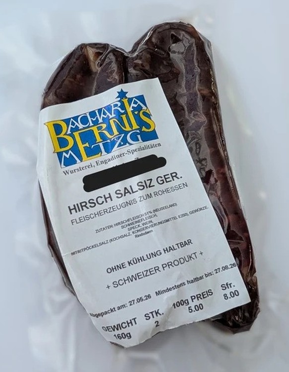 Saucisson des Grisons fabriqué avec de la viande de Nouvelle-Zélande