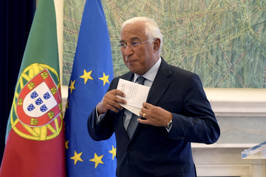 Portuguese Prime Minister Antonio Costa leaves after a news conference in Lisbon, Portugal, Tuesday Nov. 7, 2023. Costa says he is resigning after being involved in a widespread corruption probe. Cost ...