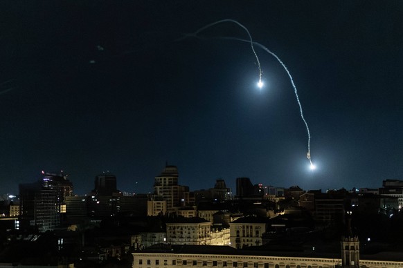 May 16, 2023, Kyiv, Ukraine: U.S. made Patriot missiles shoot down Russian missiles over Kyiv. These Russian missiles were attempting to target the Patriot missile systems that had just been deployed  ...