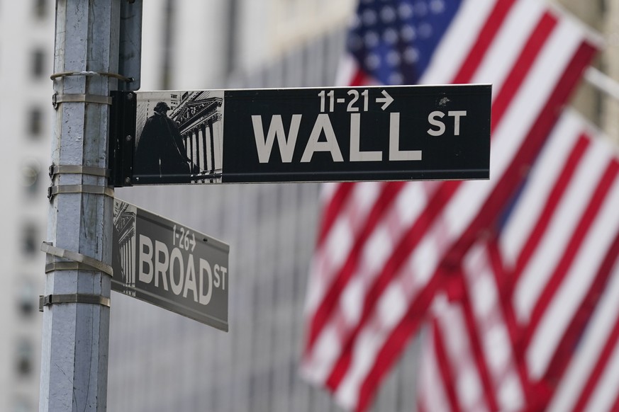 FILE - A street sign is seen in front of the New York Stock Exchange in New York, Tuesday, June 14, 2022. Wall Street inched lower ahead of the opening bell Friday, Jan. 12, 2024 and oil prices jumped ...