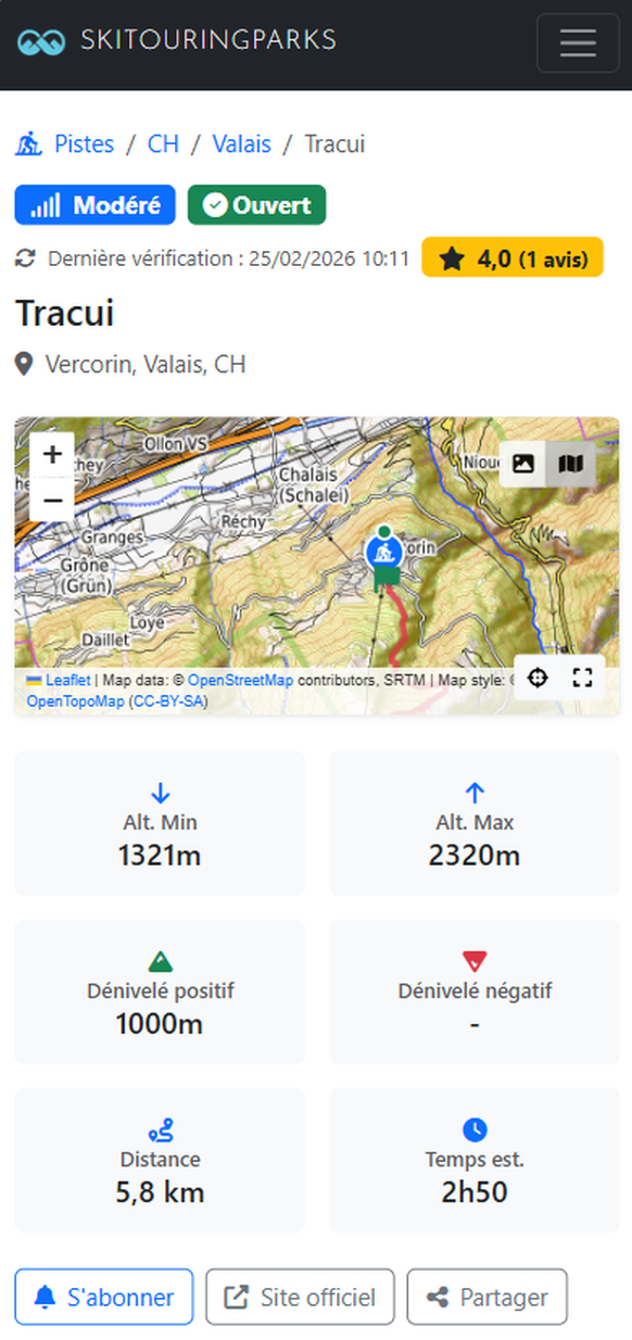Les informations sur l'état des tracés sont mises à jour plusieurs fois quotidiennement.