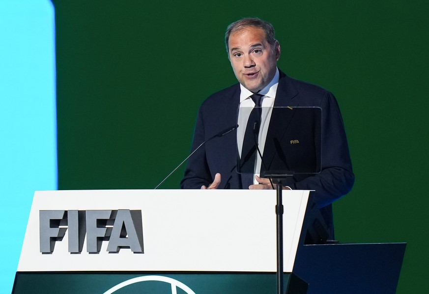 FIFA Vice-President and CONCACAF President Victor Montagliani speaks during the 76th FIFA Congress in Vancouver, British Columbia, Thursday, April 30, 2026. (Darryl Dyck/The Canadian Press via AP)
Can ...