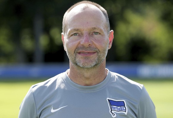 FILE - In this Monday, Aug. 17, 2020 file photo Hertha&#039;s Zsolt Petry poses for a photo during the 2020/21 team presentation of the German first division, Bundesliga, soccer team of Hertha BSC Ber ...