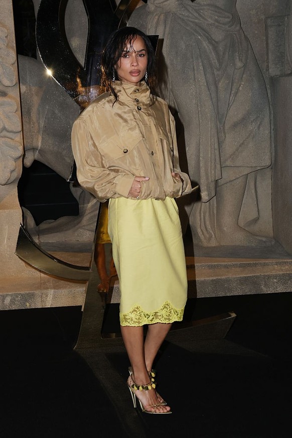 Zoe Kravitz at the Saint Laurent fashion show as part of Spring/Summer 2026 Paris Fashion Week held at Fontaine du Trocadéro on September 29, 2025 in Paris, France. (Photo by River Callaway/WWD via Ge ...