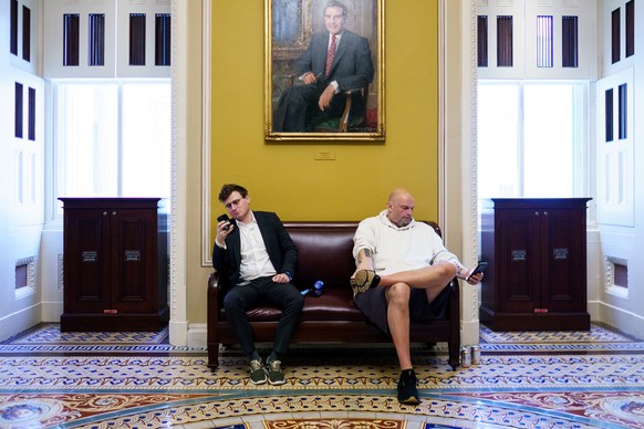 epaselect epa11964958 Democratic Senator from Pennsylvania John Fetterman (R) at the US Capitol in Washington, DC, USA, 14 March 2025. The US Senate voted 54-46 to pass a Republican measure to avoid a ...