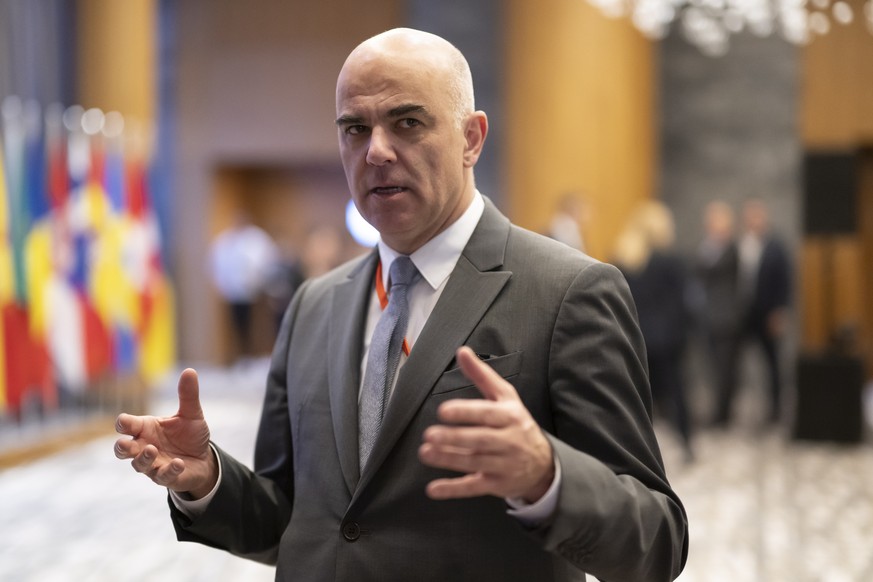epa10407318 Swiss federal president Alain Berset at the &#039;Davos Alliance&#039; (conference of ministers of culture) on the sideline of the 52nd annual meeting of the World Economic Forum (WEF), in ...