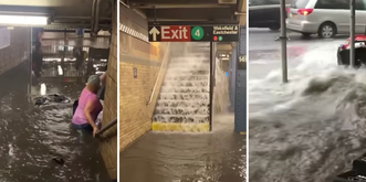 Les inondations à New York créent des torrents dans le métro