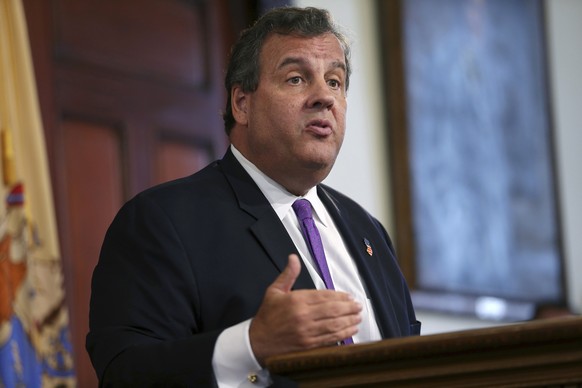 FILE - In this Monday, Aug. 29, 2016, file photo, Gov. Chris Christie answers a question as he addresses the media in Trenton, N.J. On Tuesday, Oct. 11, 2016, Christie said he still supports Donald Tr ...