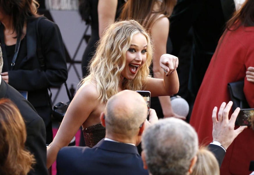 Jennifer Lawrence arrives at the Oscars on Sunday, March 4, 2018, at the Dolby Theatre in Los Angeles. (Photo by Eric Jamison/Invision/AP)