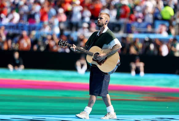 Soccer Football - FIFA World Cup 2026 - Final - Spain v Argentina - Halftime Show - New York/New Jersey Stadium, East Rutherford, New Jersey, U.S. - July 19, 2026 Justin Bieber performs during the hal ...