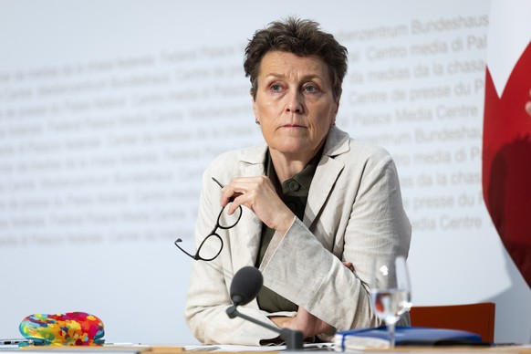 Sandra Felix, Direktorin des Bundesamts fuer Sport (Baspo), waehrend einer Medienkonferenz zur Studie "Sport Schweiz 2026", am Dienstag, 18. August 2026 in Bern. (KEYSTONE/Peter Klaunzer)