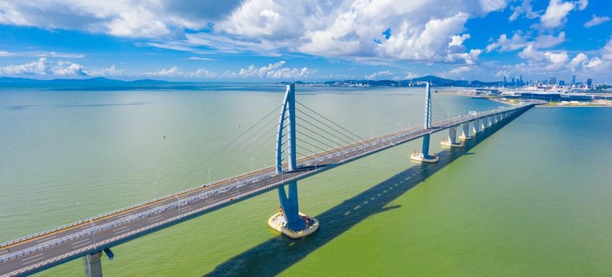 A l'instar du Fehmarn Belt, le pont de Hong Kong-Zhuhai-Macao (ci-dessus) avait également fait l'objet de nombreuses poursuite concernant son impact environnemental, jugé «dangereux».