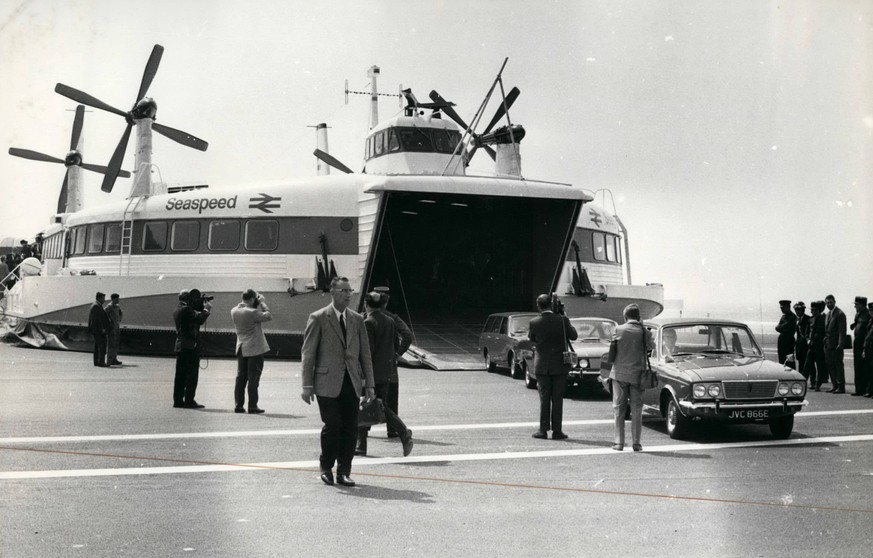 Jul. 07, 1968 - Dover-Boulogne in 35 minutes by Hovercraft: Royalty on board: Princess Margaret and Lord Snowdon were among the passengers of the first Hovercraft which crossed the channel from Dover  ...