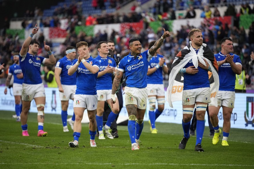 La joie de l&#039;Italie après la victoire contre l&#039;Ecosse