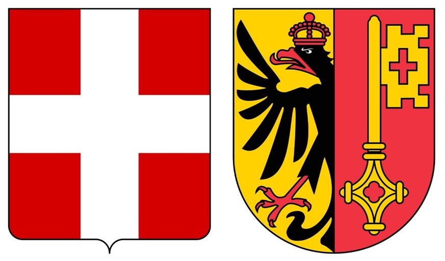 Les armoiries de la Savoie et de Genève.