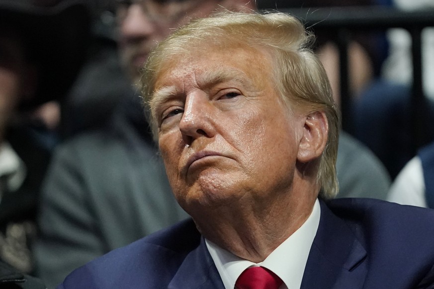 Former President Donald J. Trump watches the NCAA Wrestling Championships, Saturday, March 18, 2023, in Tulsa, Okla. (AP Photo/Sue Ogrocki)
Donald J. Trump