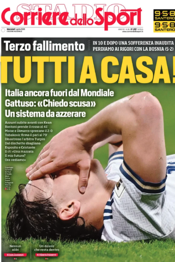 «Un système à remettre à zéro»: le Corriere dello Sport ne mâche pas ses mots.