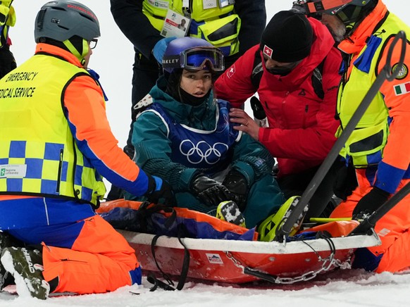 Mathilde Gremaud après sa chute à Livigno