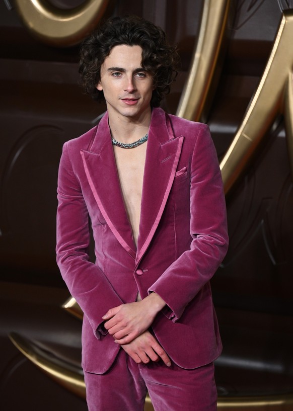 Timothée Chalamet arrives at the &quot;Wonka&quot; World Premiere at The Royal Festival Hall on November 28, 2023 in London, England. (Photo by Karwai Tang/WireImage)