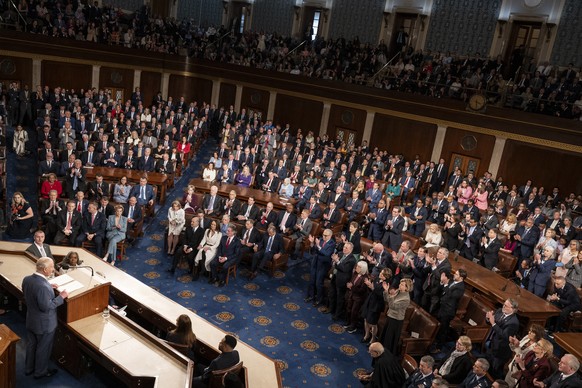 epaselect epa12920394 Britain's King Charles III addresses a joint session of Congress in the US Capitol in Washington, DC, USA, 28 April 2026. King Charles III and Queen Camilla are visiting the ...