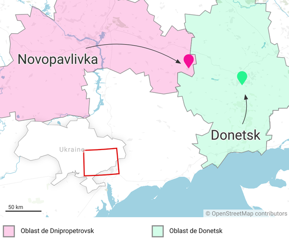 Carte de Novopavlivka, dans la région de Dnipropetrovsk.