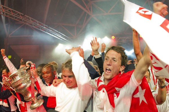 Anthony Sauthier en 2011, après la victoire de Sion sur Xamax.