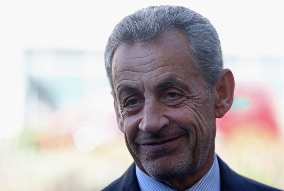 epa11433815 Former French President Nicolas Sarkozy attends the inauguration of the extension of the Paris Metro line 14 and the new Saint-Denis Pleyel metro station, near Paris, France, 24 June 2024, ...