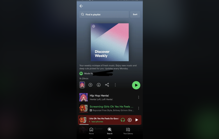 du porno sur spotify
