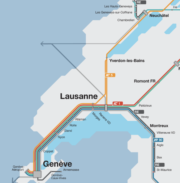 La ligne IC 5 dans l&#039;horaire actuel.