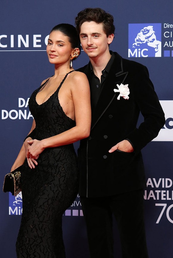 ROME ITALY - MAY 07,2025: Usa actor Timothee Chalamet (R) and Kylie Jenner attend the 70th edition of the David di Donatello Awards at Cinecitta Studios in Rome (Photo credit should read Marco Ravagli ...