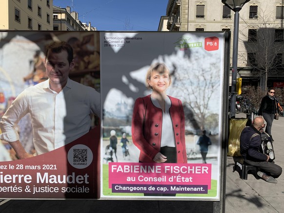 Pierre Maudet et Fabienne Fischer, les inséparables. Genève, 12 mars 2021 