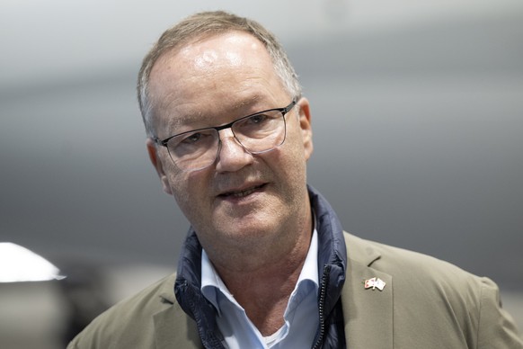Christian Winter, Swiss Ambassador of Sudan, speaks during a press conference at the Bern-Belp Airport in Belp, Switzerland, Tuesday, April 25, 2023. Swiss nationals are flown out of the crisis area i ...