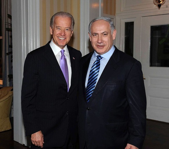 WASHINGTON - MARCH 23: In this handout image supplied by the Israeli Government Press Office (GPO), Prime Minister Benjamin Netanyahu (R) meets with U.S. Vice President Joe Biden March 23, 2010 in Was ...