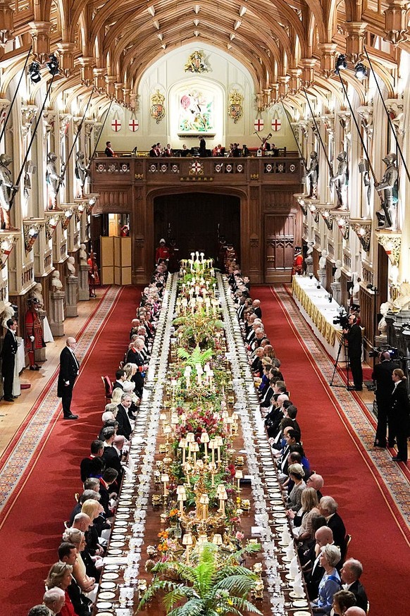 WINDSOR, ENGLAND - SEPTEMBER 17: Guests attend a State Banquet at Windsor Castle for the State visit by the President of the United States of America on September 17, 2025 in Windsor, England. Preside ...