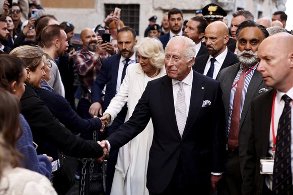 Britain&#039;s King Charles III and Queen Camilla in Rome, Wednesday, April 9, 2025. (Vincenzo Livieri, Pool Photo via AP)
Italy Britain Royals