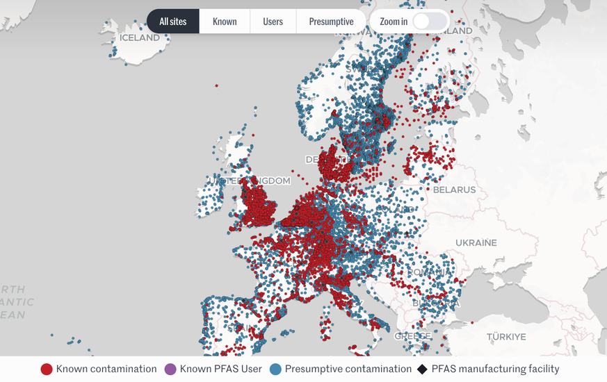 PFAS: carte interactive en Europe