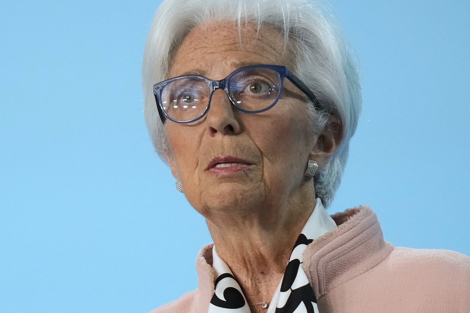 President of European Central Bank, Christine Lagarde, addresses the media during a press conference after an ECB&#039;s governing council meeting in Frankfurt, Germany, Thursday, April 17, 2025. (AP  ...