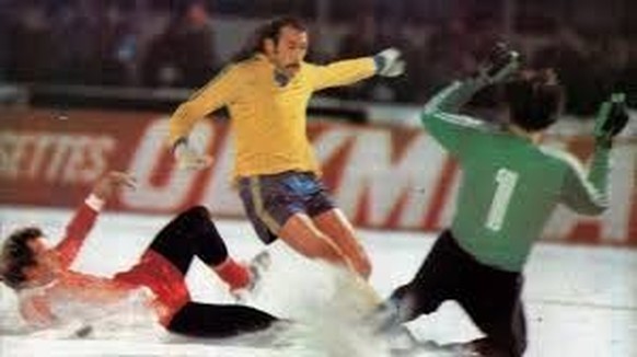 Sochaux-Francfort sous la neige en 1980.