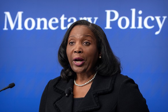 Lisa Cook, a Federal Reserve Board of Governors member, speaks during an event at the Brookings Institution, Monday, Nov. 3, 2025, in Washington. (AP Photo/Mark Schiefelbein)
Lisa Cook
