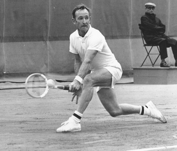 FILE - In this June 3, 1969, file photo, Rod Laver of Australia, returns the ball as he defeats Andres Gimeno of Spain, during the quarter-finals of the men&#039;s singles of the French Open tennis ch ...