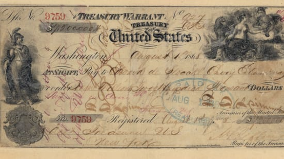 «Bon de souscription du Trésor»: Avec ce chèque de 7,2 millions de dollars, les Etats-Unis achetèrent l&#039;Alaska.