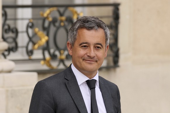 French Interior Minister Gerald Darmanin leaves the weekly cabinet meeting, Wednesday, July 3, 2024 at the Elysee Palace in Paris. French President Emmanuel Macron dissolved the National Assembly and  ...