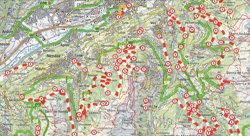 Gesperrte Wanderwege im Wallis. Stand: 16. Juni 2025