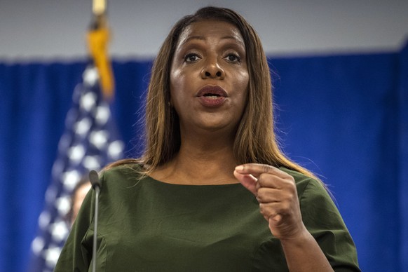 New York Attorney General Letitia James speaks during a press conference, Wednesday, Sept. 21, 2022, in New York. New York���s attorney general sued former President Donald Trump and his company on We ...