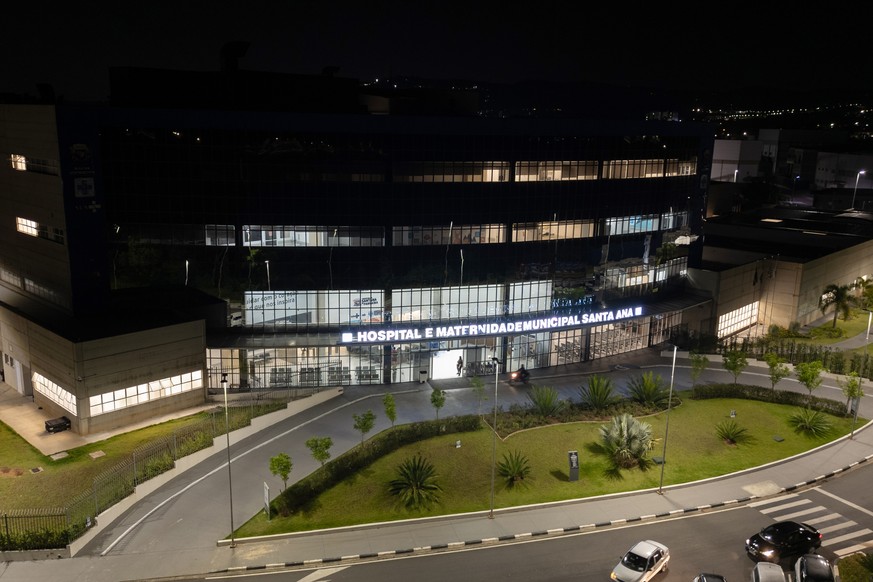 epa12897500 An aerial photograph shows the facade of the Santa Ana Municipal Hospital and Maternity Ward (HMSA), where Brazilian and world basketball icon Oscar Schmidt died at age 68; in Santana de P ...