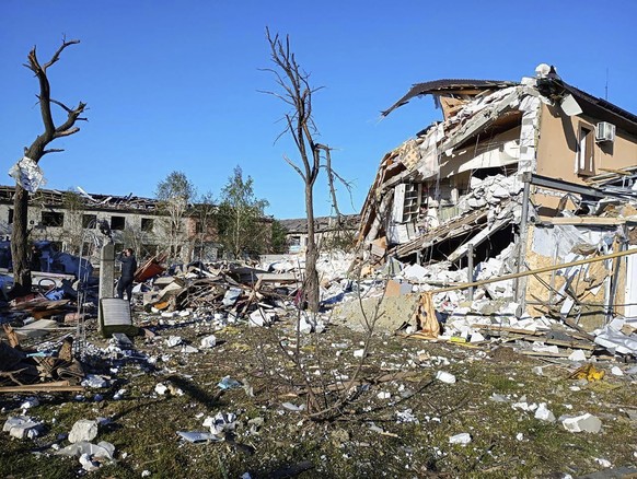 epa10672012 A handout photo made available by the Governor of Dnipropetrovsk Oblast Serhiy Lysak shows the aftermath of a rocket hit in the Dnipro area, central Ukraine, 04 June 2023, amid the Russian ...