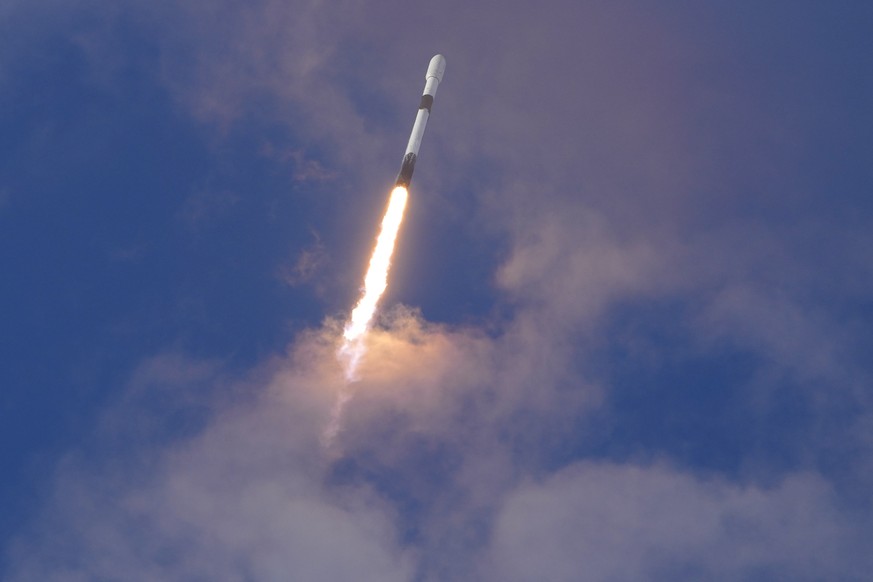 A SpaceX Falcon 9 rocket, carrying a Turksat 6A communications satellite, lifts off at the Cape Canaveral Space Force Station in Cape Canaveral, Fla., Monday, July 8, 2024. Turksat 6A is the first geo ...