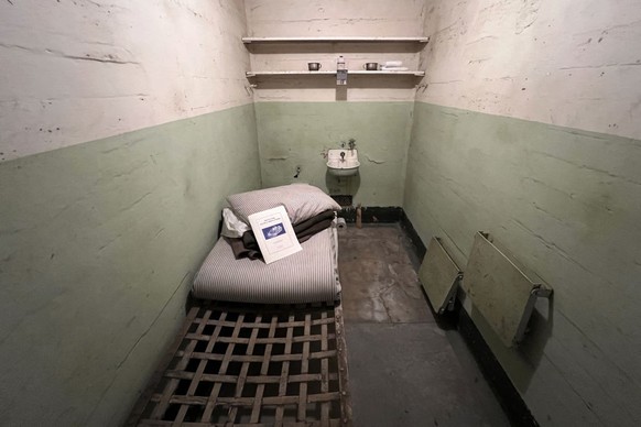SAN FRANCISCO, CA - AUGUST 15: A view of a prison cell at Alcatraz Island in San Francisco Bay is the home of Alcatraz Federal Penitentiary on August 15, 2023 in San Francisco, California, United Stat ...