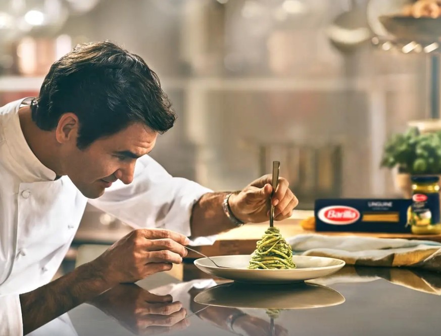 Roger Federer lors d&#039;une pub Barilla